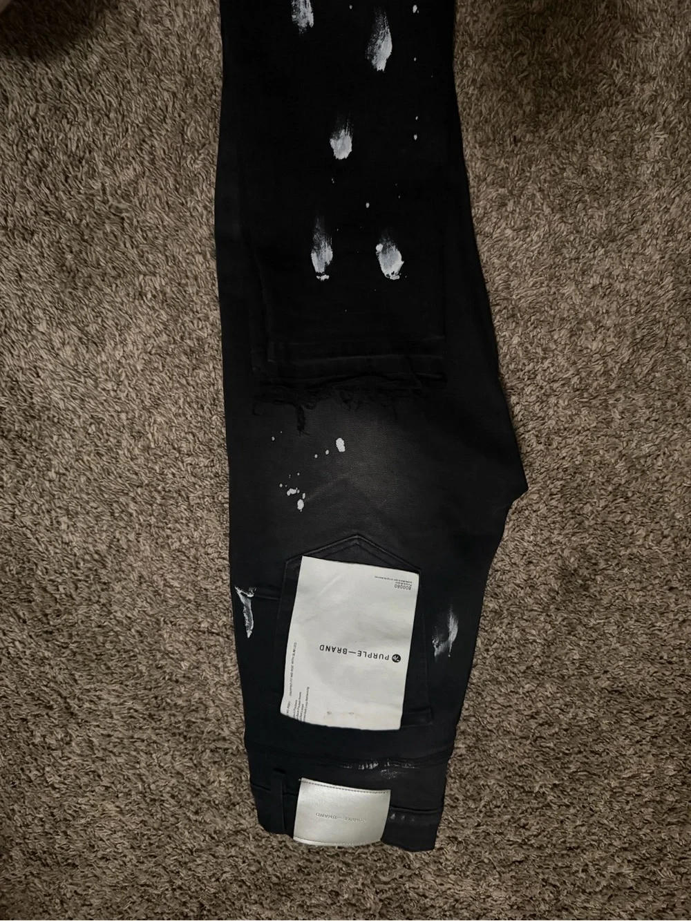Men's Black Paint-Splatter Skinny Jeans